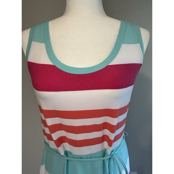 TALBOTS Striped Maxi Tank Dress with Drawstring Waist Size Medium - Picture 2 of 8